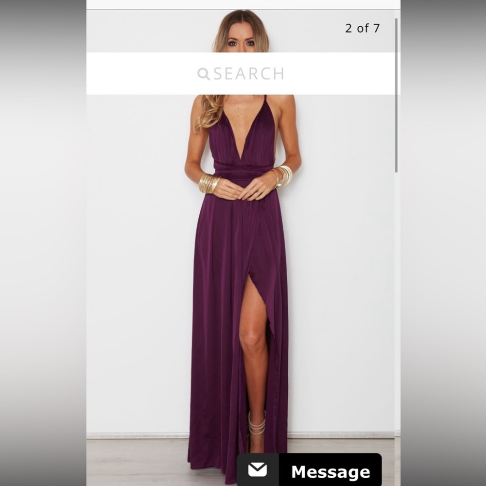 Long satin purple dress